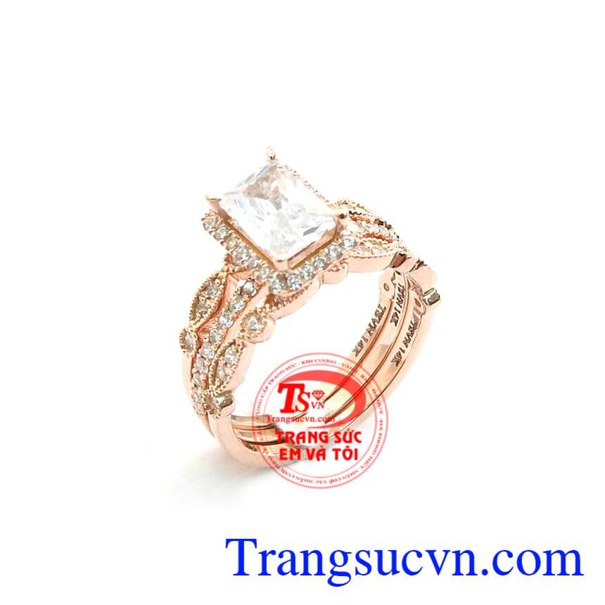 Nhẫn Kép Phong Cách Phái Đẹp, nhẫn nữ vàng tây, nhẫn nữ sang trọng Nhẫn Kép Phong Cách Phái Đẹp, nhẫn nữ vàng tây, nhẫn nữ sang trọng