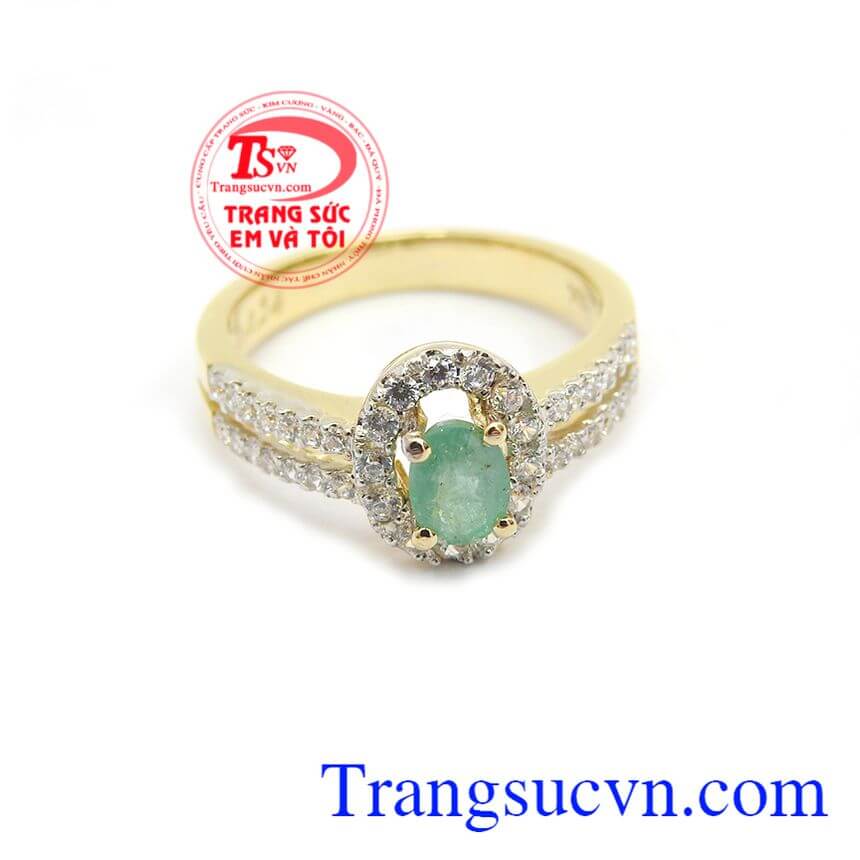 Nhẫn ngọc lục bảo-Emerald, nhẫn nữ vàng tây, nhẫn nữ đá quý