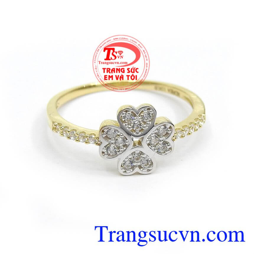 Nhẫn Nữ Cỏ Bốn Lá May Mắn, nhẫn nữ đẹp, nhẫn nữ vàng tây Nhẫn Nữ Cỏ Bốn Lá May Mắn, nhẫn nữ đẹp, nhẫn nữ vàng tây