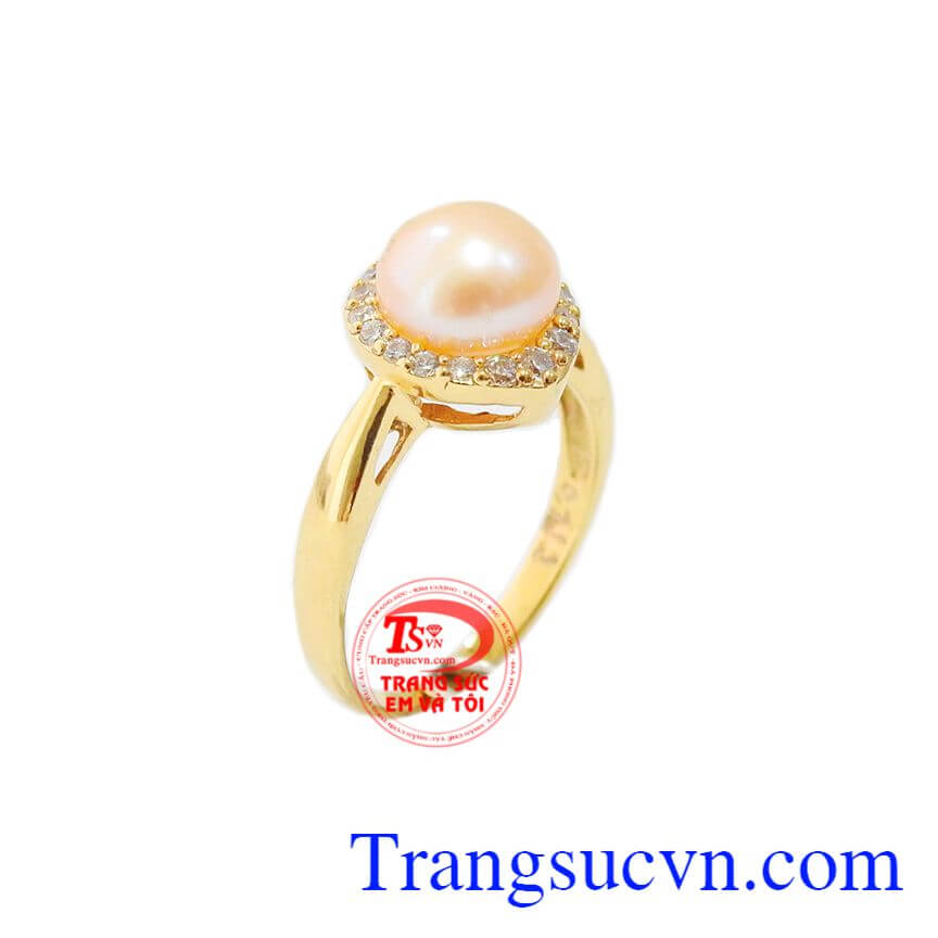 Nhẫn nữ ngọc trai hồng đáng yêu, nhẫn nữ vàng tây, nhẫn nữ ngọc trai Nhẫn nữ ngọc trai hồng đáng yêu, nhẫn nữ vàng tây, nhẫn nữ ngọc trai