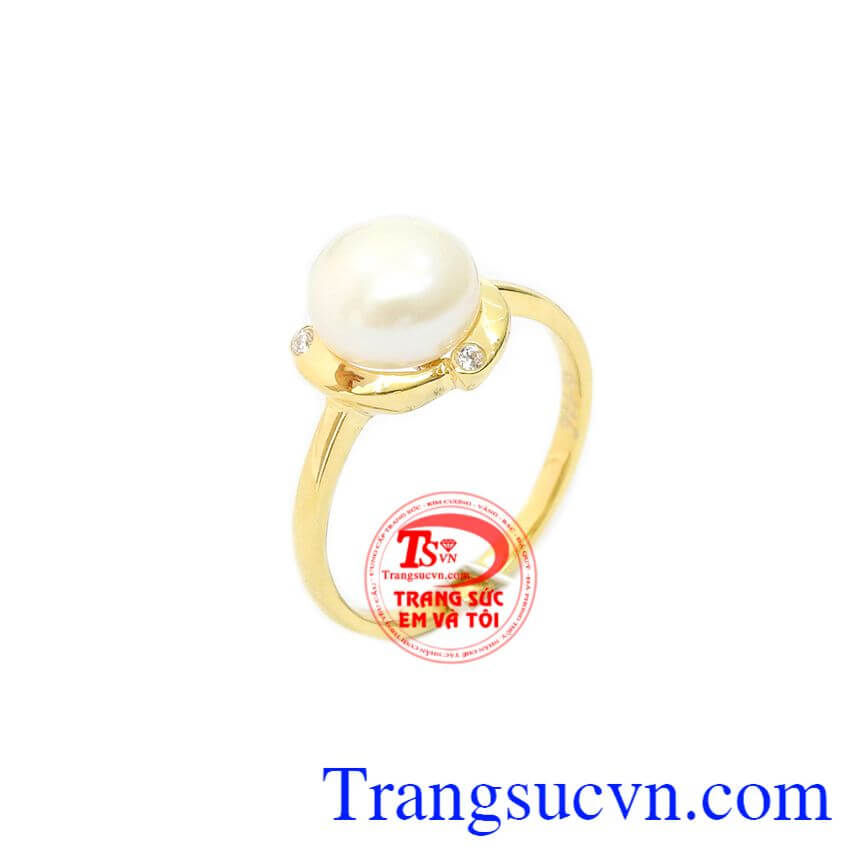 Nhẫn nữ ngọc trai trắng dễ thương, nhẫn nữ ngọc trai, nhẫn nữ đẹp