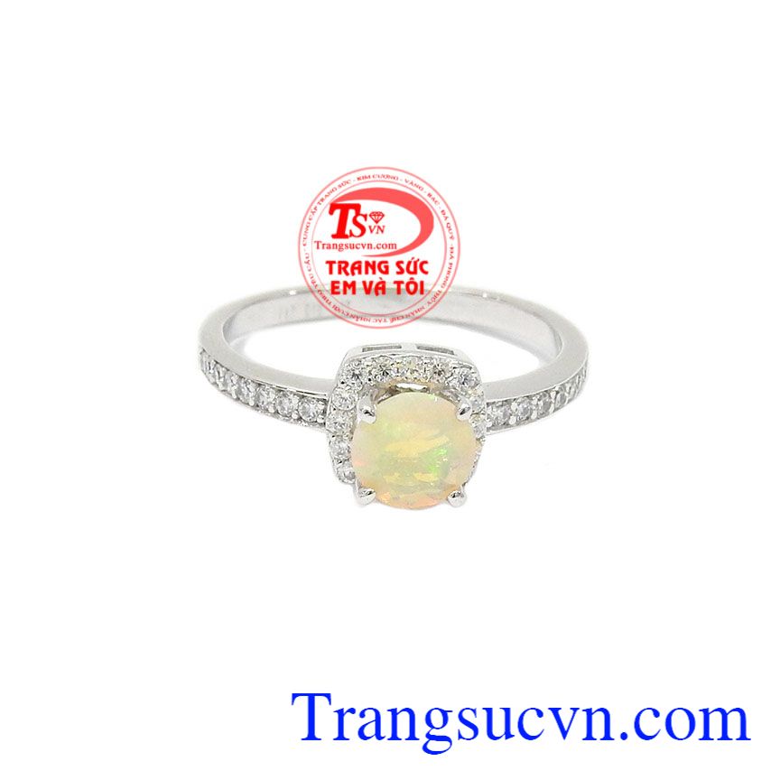 Nhẫn nữ Opal đẳng cấp, nhẫn nữ vàng trắng, đá opal thiên nhiên Nhẫn nữ Opal đẳng cấp, nhẫn nữ vàng trắng, đá opal thiên nhiên