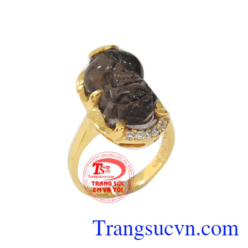 Nhẫn nữ tỳ hưu thạch anh khói, nhẫn nữ tỳ hưu, nhẫn nữ đẹp Nhẫn nữ tỳ hưu thạch anh khói, nhẫn nữ tỳ hưu, nhẫn nữ đẹp
