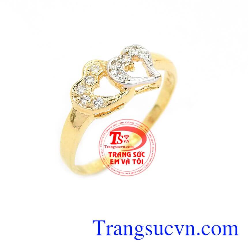 Nhẫn trái tim đôi, nhẫn nữ đẹp, nhẫn nữ vàng tây