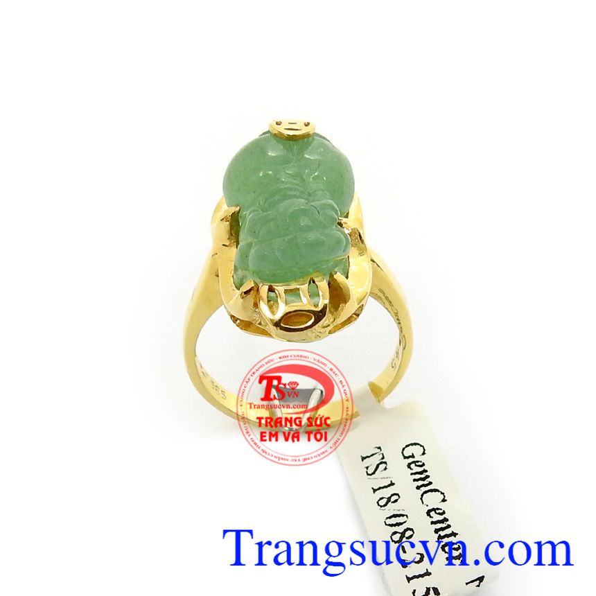 Nhẫn Tỳ Hưu Aventurine Bình An, nhẫn nữ vàng tây, nhẫn nữ tỳ hưu