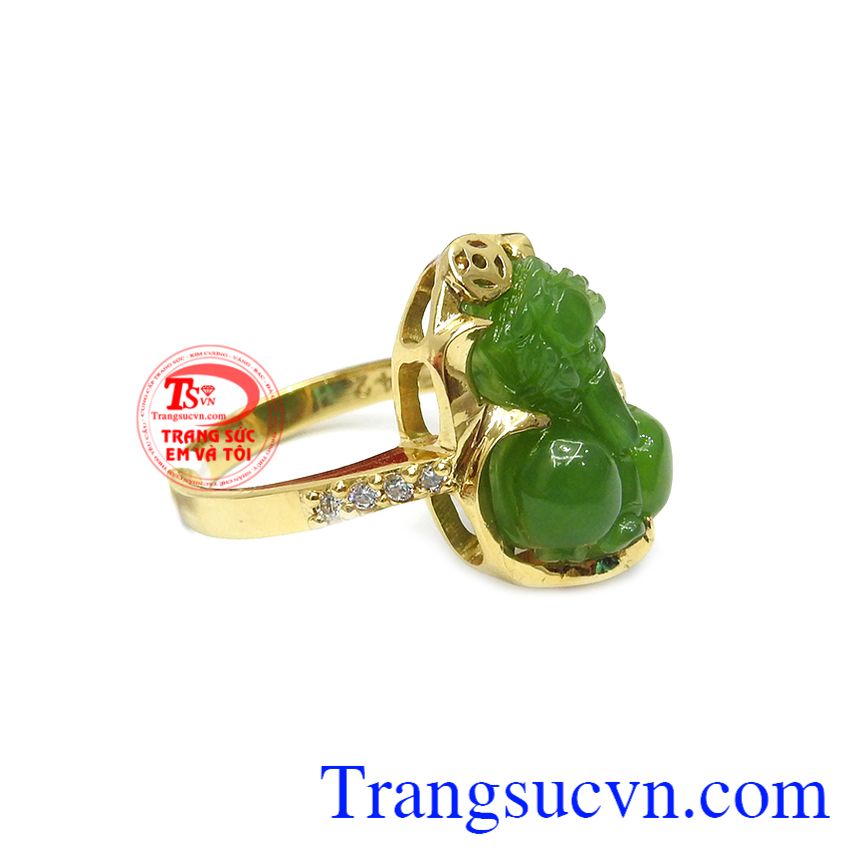 Nhẫn tỳ hưu cẩm thạch thiên nhiên vàng 14k, nhẫn nữ tỳ hưu vàng, nhẫn nữ đẹp Nhẫn tỳ hưu cẩm thạch thiên nhiên vàng 14k, nhẫn nữ tỳ hưu vàng, nhẫn nữ đẹp