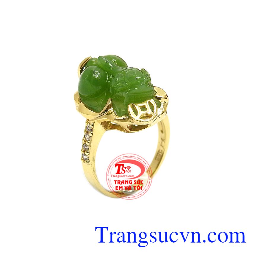 Nhẫn tỳ hưu cẩm thạch vàng 14k, nhẫn nữ vàng tây, nhẫn nữ đẹp Nhẫn tỳ hưu cẩm thạch vàng 14k, nhẫn nữ vàng tây, nhẫn nữ đẹp