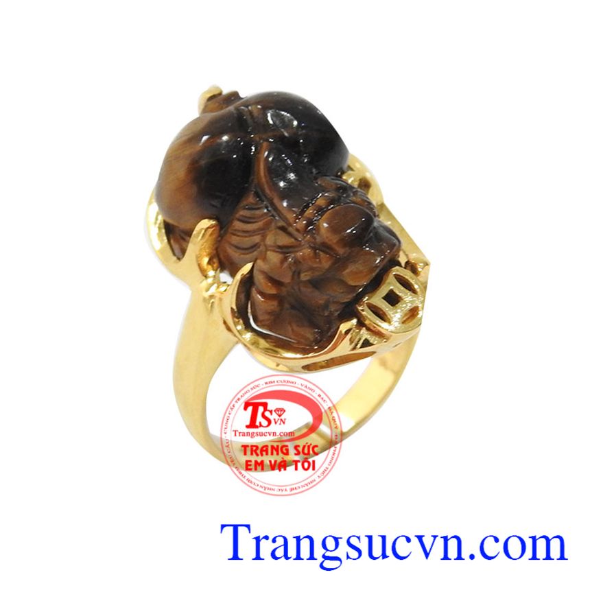 Nhẫn tỳ hưu đá mắt hổ, nhẫn tỳ hưu vàng tây, nhẫn nữ đẹp Nhẫn tỳ hưu đá mắt hổ, nhẫn tỳ hưu vàng tây, nhẫn nữ đẹp