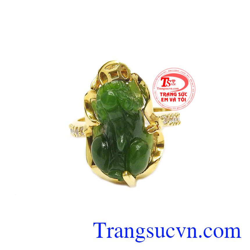 Nhẫn tỳ hưu nephrite tài lộc, nhẫn nữ vàng tây, nhẫn nữ tỳ hưu Nhẫn tỳ hưu nephrite tài lộc, nhẫn nữ vàng tây, nhẫn nữ tỳ hưu