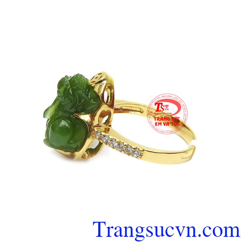 Nhẫn tỳ hưu nephrite vàng 14k, nhẫn nữ vàng tây, nhẫn nữ đẹp Nhẫn tỳ hưu nephrite vàng 14k, nhẫn nữ vàng tây, nhẫn nữ đẹp