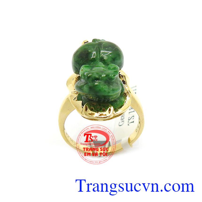 Nhẫn Tỳ Hưu Phỉ Thúy Đẹp, nhẫn nữ sang trọng, nhẫn nữ vàng tây