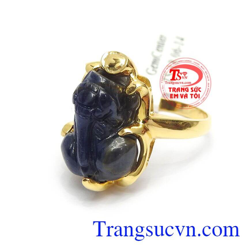 Nhẫn Tỳ Hưu Sapphire Tài Lộc, nhẫn nữ tỳ hưu may mắn, nhẫn nữ vàng tây Nhẫn Tỳ Hưu Sapphire Tài Lộc, nhẫn nữ tỳ hưu may mắn, nhẫn nữ vàng tây