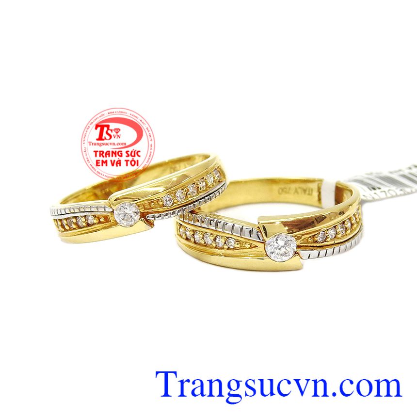 Nhẫn vàng 18k cưới liền, nhẫn cưới đẹp, nhẫn cưới vàng tây Nhẫn vàng 18k cưới liền, nhẫn cưới đẹp, nhẫn cưới vàng tây