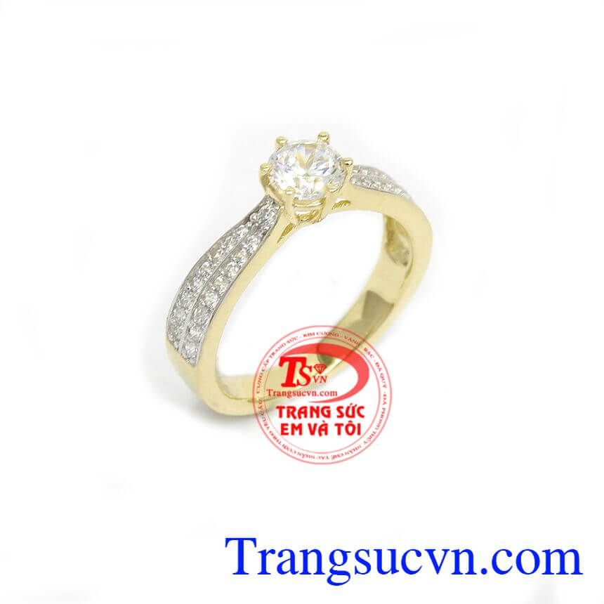 Nhẫn Vàng Kết Đá Nhỏ Xinh, nhẫn nữ đẹp, nhẫn nữ vàng tây