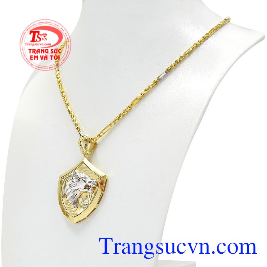 Bộ mặt dây sói dũng mãnh, Bộ dây chuyền vàng, Trang sức nam cao cấp Bộ mặt dây sói dũng mãnh, Bộ dây chuyền vàng, Trang sức nam cao cấp