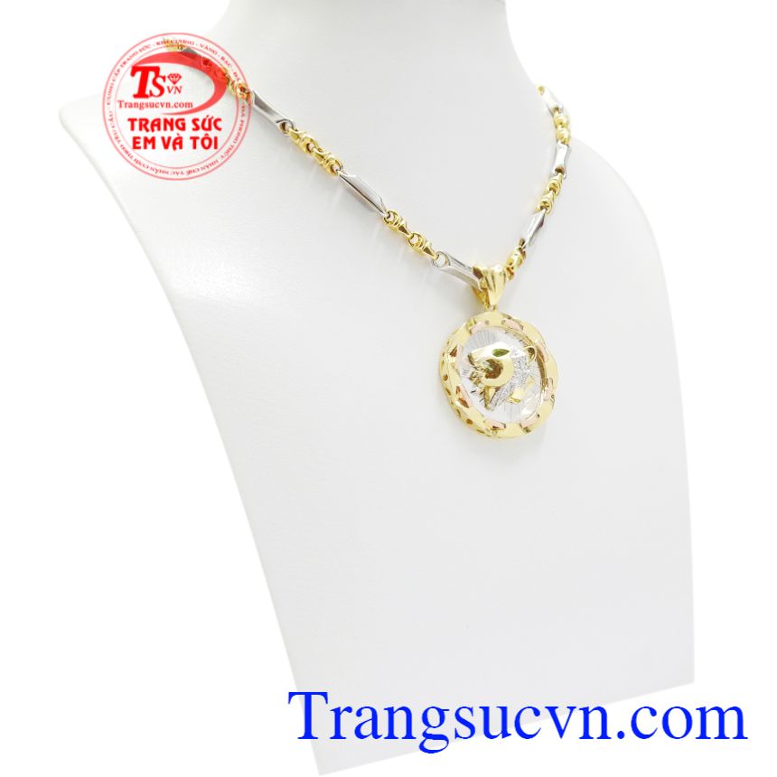 Bộ mặt vàng báo mạnh mẽ, Bộ dây chuyền nam, Trang sức vàng sang trọng Bộ mặt vàng báo mạnh mẽ, Bộ dây chuyền nam, Trang sức vàng sang trọng
