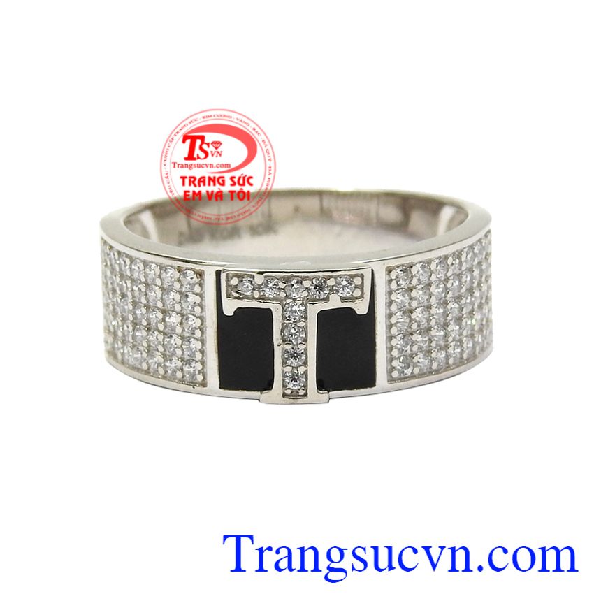 Nhẫn vàng trắng chữ T ấn tượng, Nhẫn vàng tây nữ, Nhẫn nữ vàng sang trọng Nhẫn vàng trắng chữ T ấn tượng, Nhẫn vàng tây nữ, Nhẫn nữ vàng sang trọng