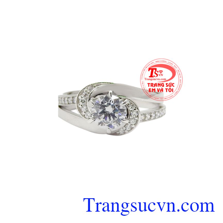 Nhẫn vàng trắng quý cô thanh lịch, Nhẫn vàng tây nữ, Nhẫn nữ vàng sang trọng Nhẫn vàng trắng quý cô thanh lịch, Nhẫn vàng tây nữ, Nhẫn nữ vàng sang trọng