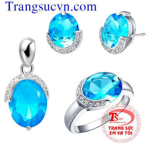 Bộ nữ trang đá topaz, bo nu trang da topaz
