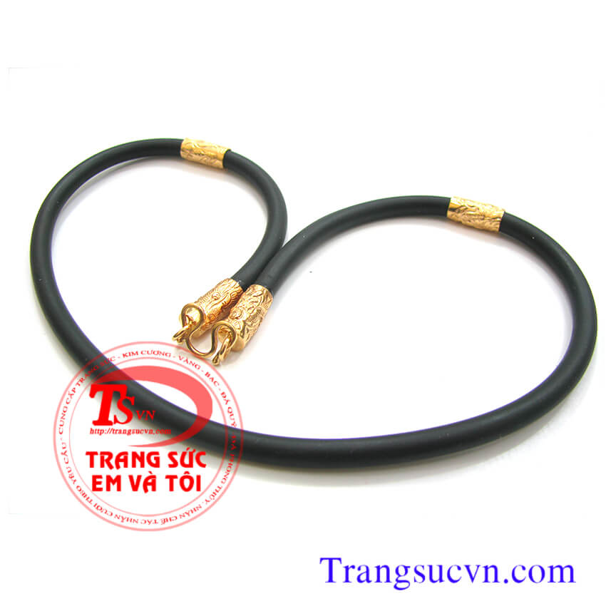 Dây chuyền cao su bọc vàng tây 14K rồng, Dây chuyền vàng, dây cao su