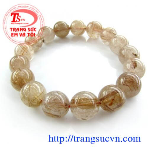 Vòng hạt đá thạch anh tóc 14 ly Vòng hạt đá thạch anh tóc 14 ly
