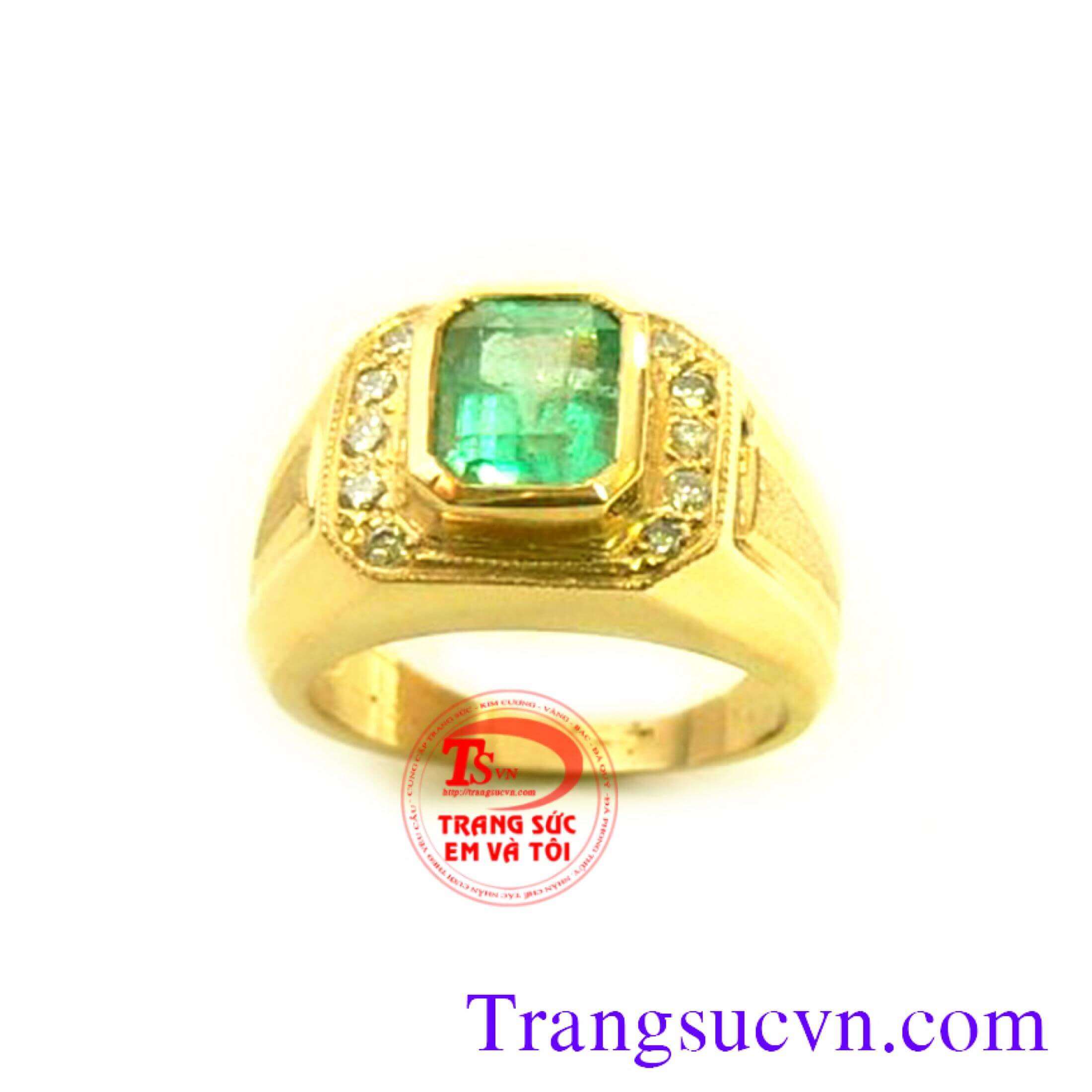 Nhẫn nam gắn đá emerald