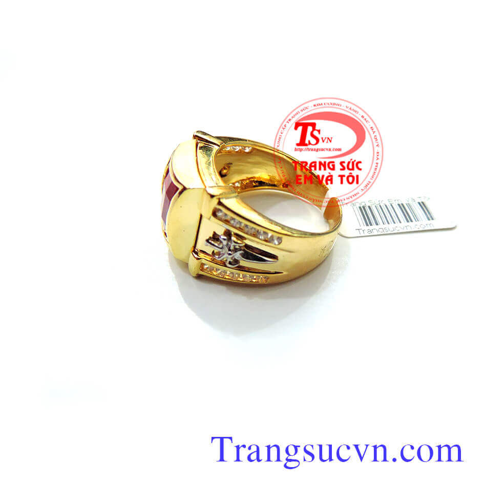 nhan-nam-vang-tay-da-do ,nhẫn nam v&agrave;ng t&acirc;y gắn đ&aacute; kiểu d&aacute;ng sang trọng 