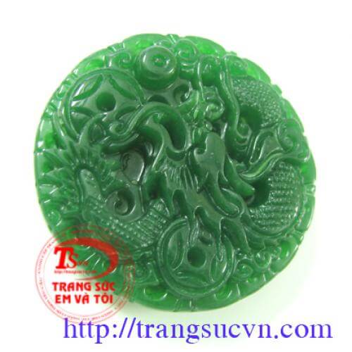 Mặt ngọc bội long phượng màu xanh lá cây mat_ngoc_boi_long_phuong_mau_xanh_la_cay , Mặt ngọc bội long phượng màu xanh lá cây