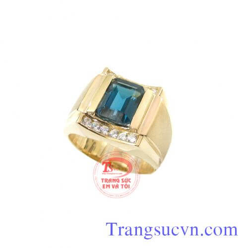 Nhẫn đá topaz nam vàng tây, Nhẫn nam Topaz, nhẫn nam vàng đá quý Nhẫn đá topaz nam vàng tây, Nhẫn nam Topaz, nhẫn nam vàng đá quý