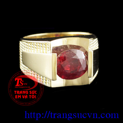 Nhẫn ruby nam đơn giản vàng 18K nhan-nam-ruby-don-gian-vang-18k, Nhẫn ruby nam đơn giản vàng 18K
