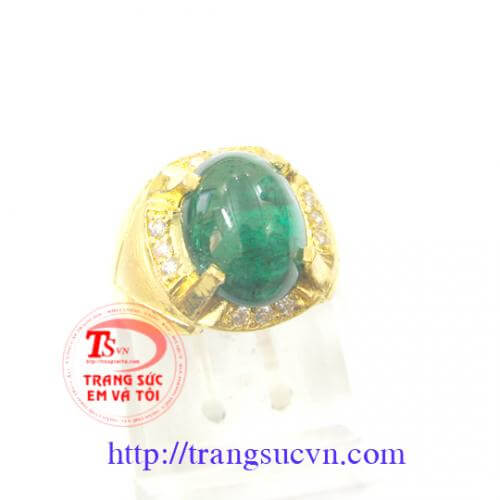 Nhẫn Nam Vàng Emerald, Nhẫn nam thời trang, nhẫn nam vàng sang trọng Nhẫn Nam Vàng Emerald, Nhẫn nam thời trang, nhẫn nam vàng sang trọng