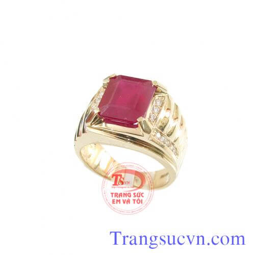 Nhẫn nam ruby mài giác, Nhẫn nam Ruby, nhẫn nam vàng sang trọng Nhẫn nam ruby mài giác, Nhẫn nam Ruby, nhẫn nam vàng sang trọng