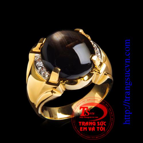 Nhẫn saphia sao đen, Nhẫn nam đẹp, nhẫn nam vàng tây tinh tế