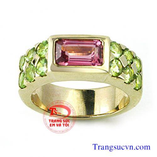 Nhẫn Tourmaline+Peridot, Nhẫn nam đẹp, nhẫn nam vàng đá quý Nhẫn Tourmaline+Peridot, Nhẫn nam đẹp, nhẫn nam vàng đá quý