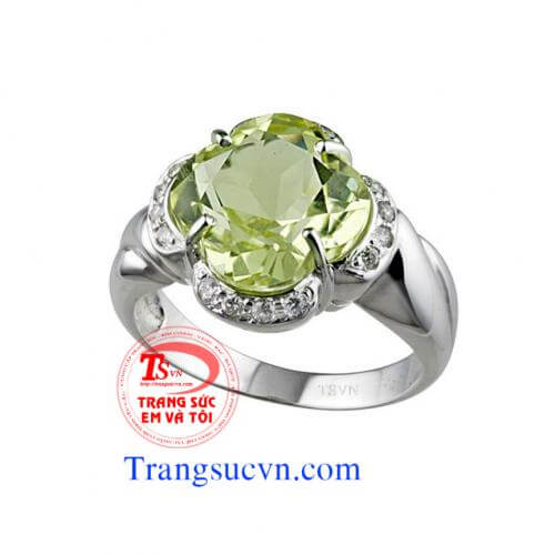 Nhẫn nam vàng trắng peridot nhan_vang_trang_peridot ;Nhẫn nam vàng trắng peridot
