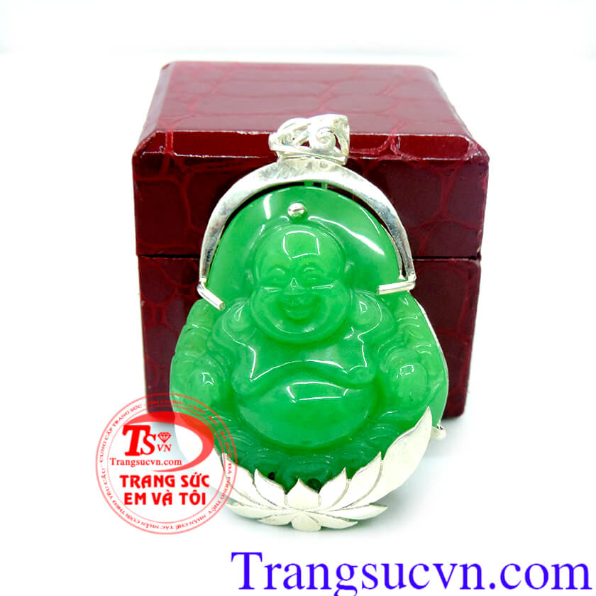 mat phat di lac ngoc cam thach boc bac ban to, mặt phật di lặc ngọc cẩm thạch bọc bạc bản to