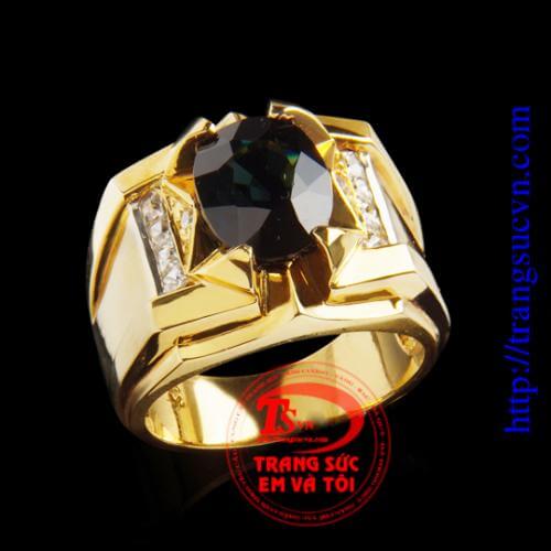 Nhẫn vàng tây 14K, đá saphir thiên nhiên Nhẫn vàng tây 14K, đá saphir thiên nhiên
