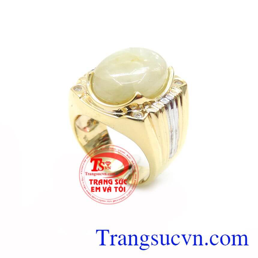Nhẫn Nam 14k Gắn Đ&aacute; Saphire T&agrave;i Lộc, Nhẫn nam đẹp, nhẫn nam v&agrave;ng sang trọng