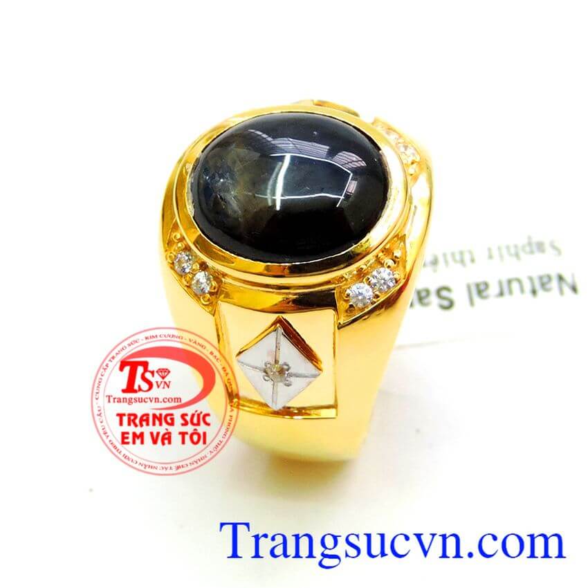 Nhẫn sapphire Mệnh Thủy Tài Lộc, nhẫn nam đẹp, nhẫn vàng cho nam may mắn Nhẫn sapphire Mệnh Thủy Tài Lộc, nhẫn nam đẹp, nhẫn vàng cho nam may mắn