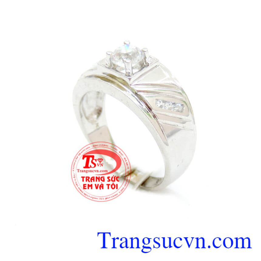 Nhẫn giàu sang phú quý vàng trắng, nhẫn vàng trắng nam, nhẫn nam đẹp