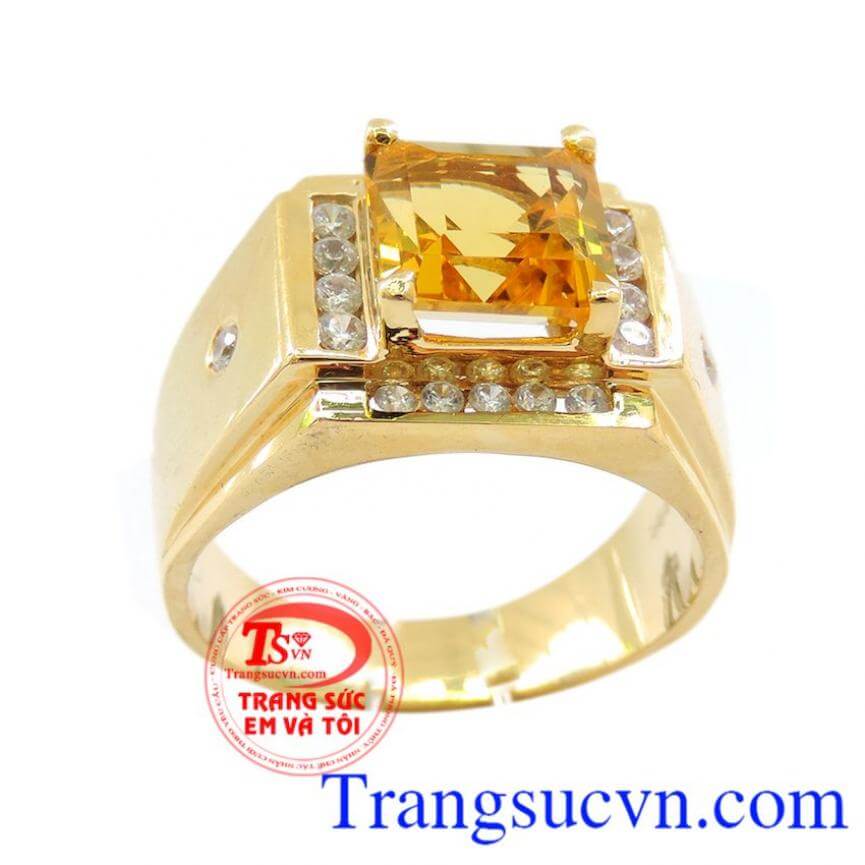 Nhẫn nam citrine thời trang, Nhẫn nam đẹp, nhẫn nam vàng đá quý