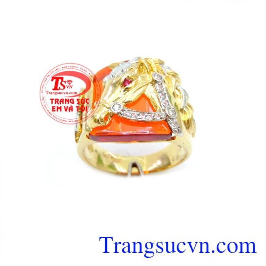 Nhẫn Nam Ngựa Vàng Đá Đỏ, Nhẫn nam giá rẻ, nhẫn nam 10k sang trọng Nhẫn Nam Ngựa Vàng Đá Đỏ, Nhẫn nam giá rẻ, nhẫn nam 10k sang trọng