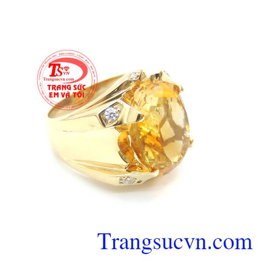 Nhẫn Nam Thạch Anh 14k Phong Cách, Nhẫn nam đẹp, nhẫn nam đá quý