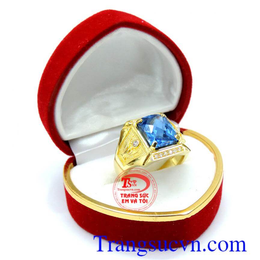 Nhẫn nam giá rẻ, nhẫn nam vàng đá xanh, nhẫn vàng nam đẹp, nhan nam, nhan nam vang 10k