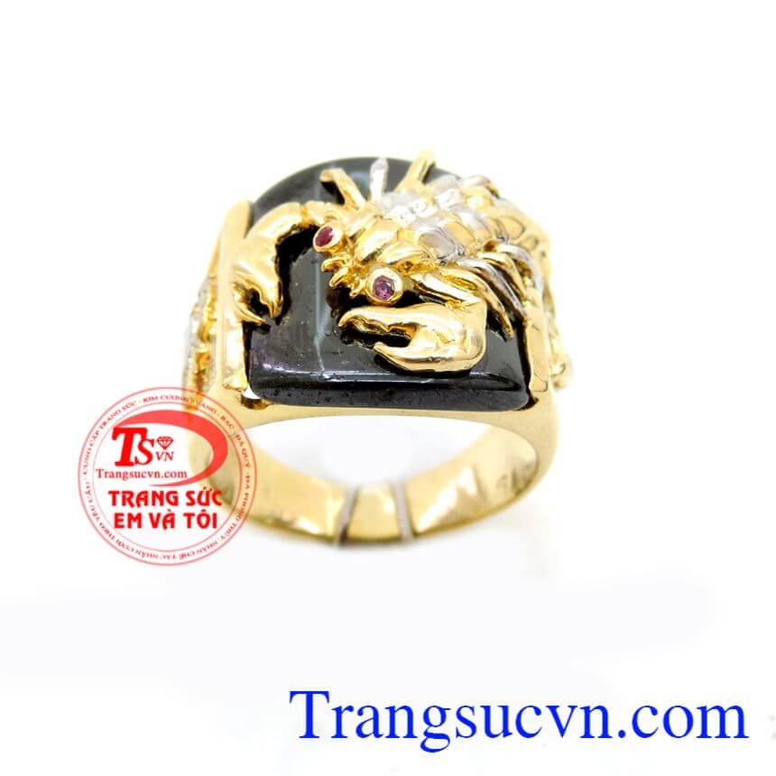Nhẫn nam bọ cạp đá đen, Nhẫn nam đẹp, nhẫn nam vàng 10k