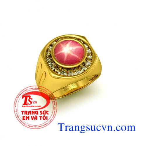 Nhẫn nam ruby sao, nhẫn ruby sao vàng tây Nhẫn nam ruby sao, nhẫn ruby sao vàng tây