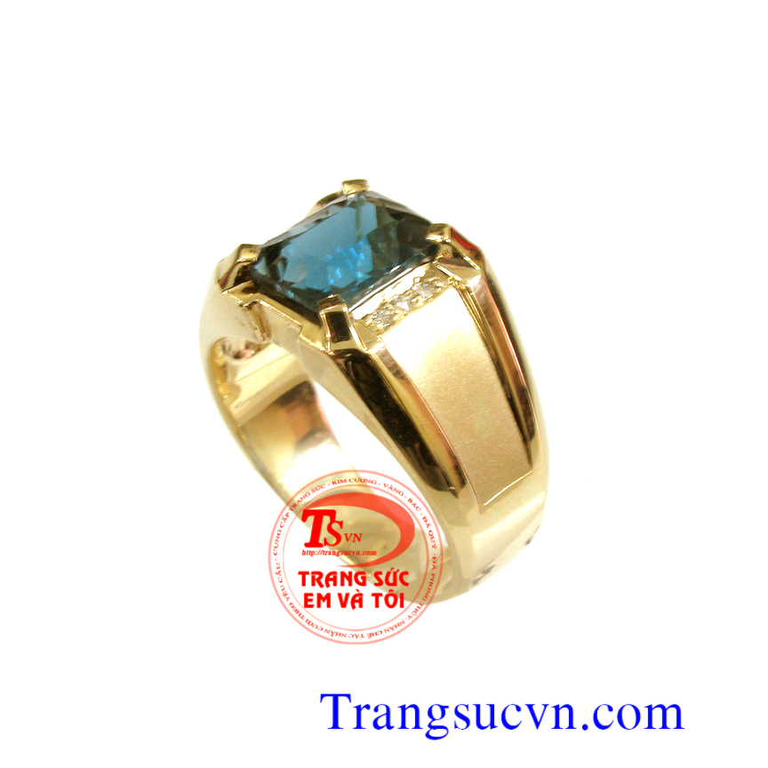 Nhẫn nam đá màu xanh topaz
