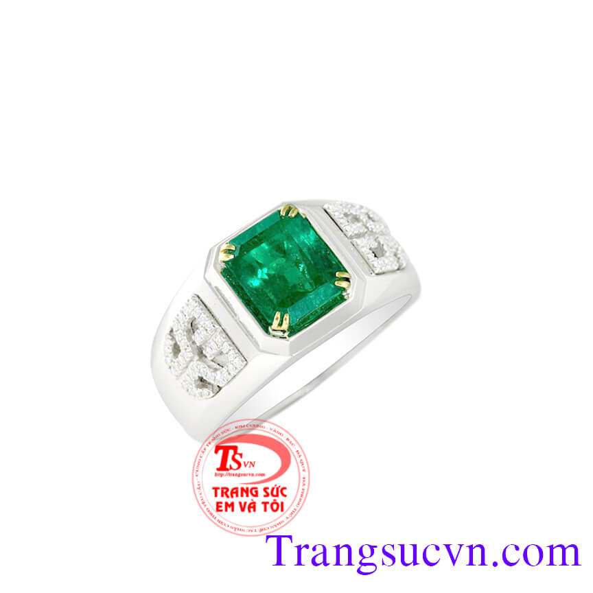 Nhẫn nam emerald, Nhẫn nam đẹp, nhẫn nam vàng trắng