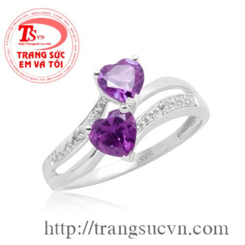 Nhẫn nữ trái tim thạch anh tím Nhẫn nữ trái tim