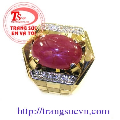 Nhẫn nam ruby sao